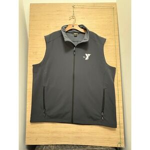 CORE365 Mens Vest 2XL 2TG Dark Gray The Y Logo Full Zip Pockets